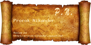 Prorok Nikander névjegykártya